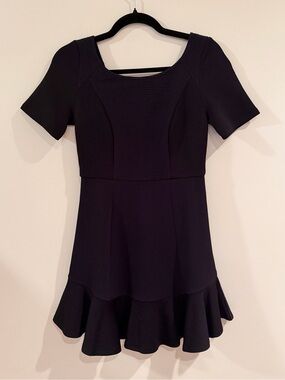 Classic LBD Black Fit-and-Flare Short Sleeve Dress 4 Petite Anthropologie brand